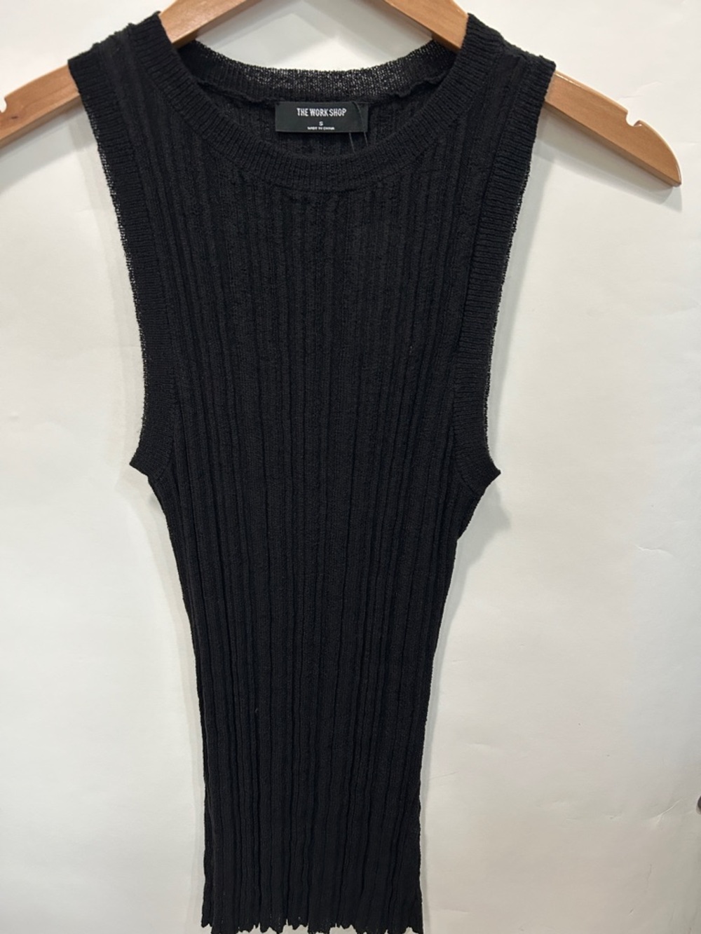 Workshop Republic Clothing Black Ribbed Sleeveless Texture Tank Top